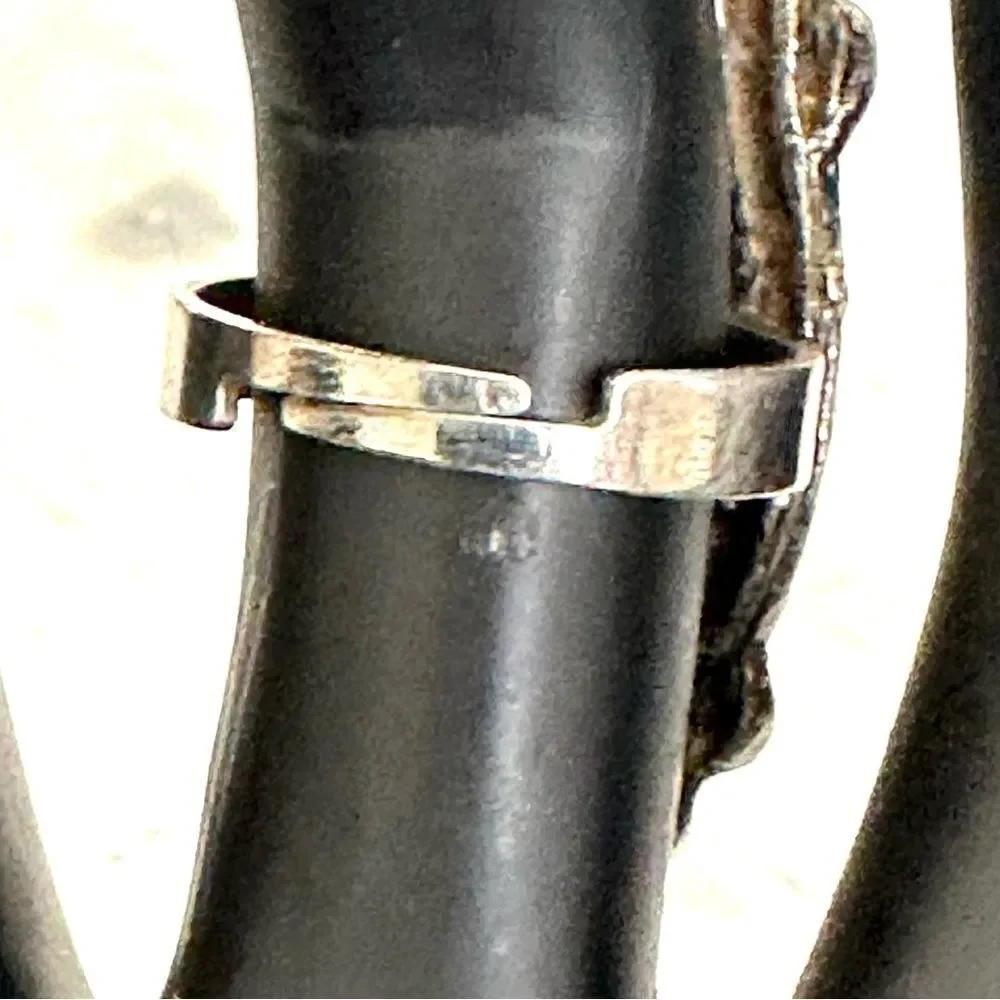 Turquoise tone silver tone adjustable ring